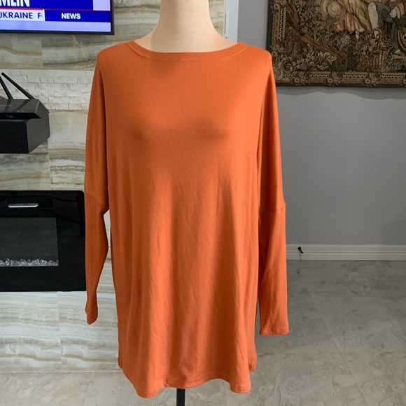 Burnt Orange Long Sleeve Batwing Tee. Size L (85) - Picture 1 of 10